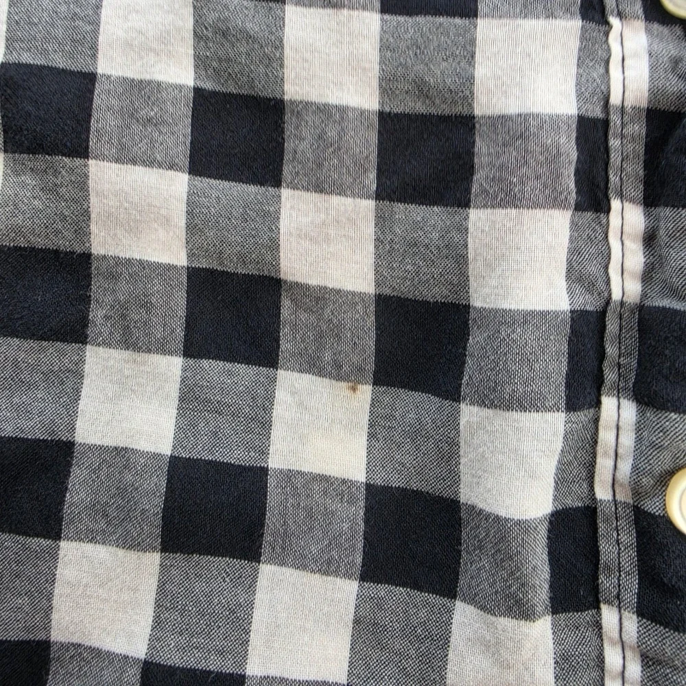 J.Crew Womens Black White Gingham Tie Front Short Sleeve Button Up Shirt Small